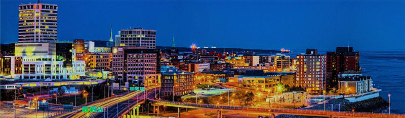 Saint John Night View Panorama - City Market Canvas Art