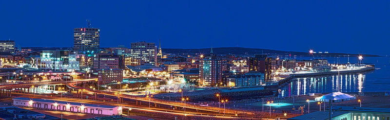 Saint John Night View Panorama HDR - Port - City Market Canvas Art