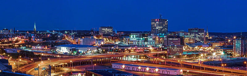 Saint John Night View Panorama - City Market Canvas Art